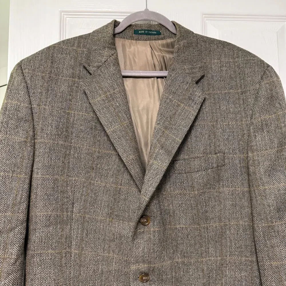Lauren Ralph Lauren Men's 100%Wool Herringbone Windowpane Sportscoat Size 48T